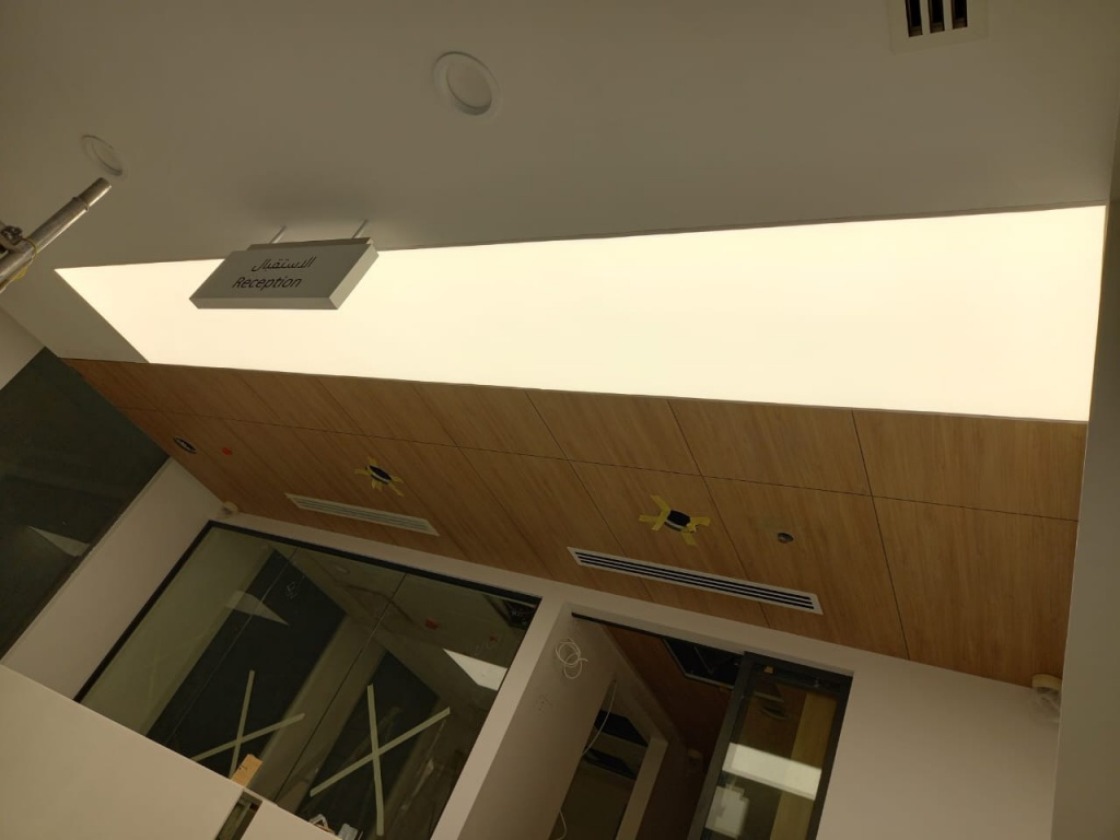 Smooth translucent stretch ceiling showing the benefits of regular cleaning and proper maintenance. Smooth translucent stretch ceiling showing the benefits of regular cleaning and proper maintenance.